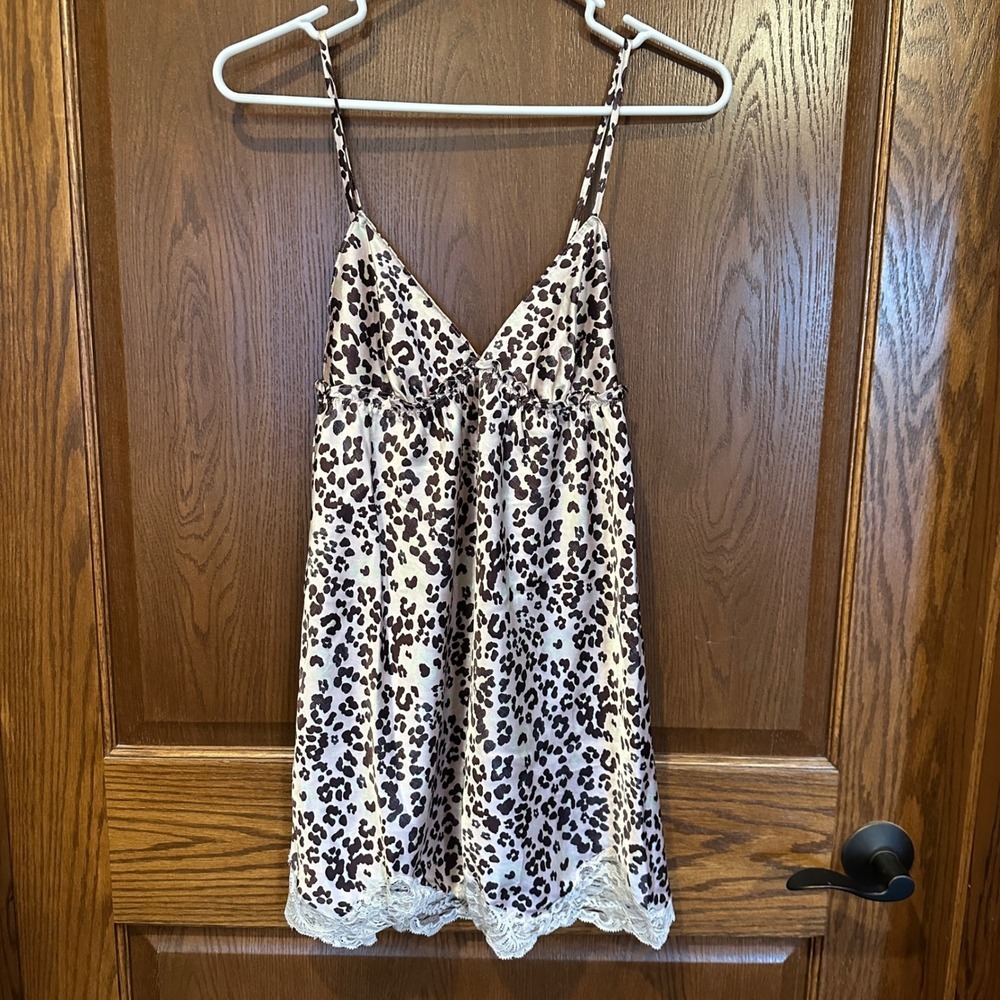 Victoria's‎ Secret Leopard Print Lace Trim Babydoll Slip Dress M